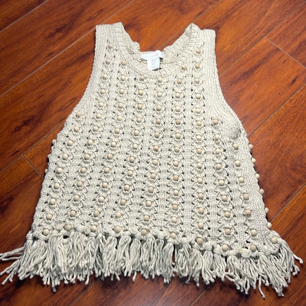 HOUSE OF HARLOW 1960 BEADED KNITTED FRINGE TOP | Size Small